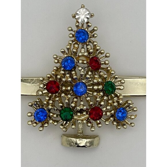 Hair Accessory Barrette Christmas Tree Gold Red Blue Colors - Picture 2 of 9